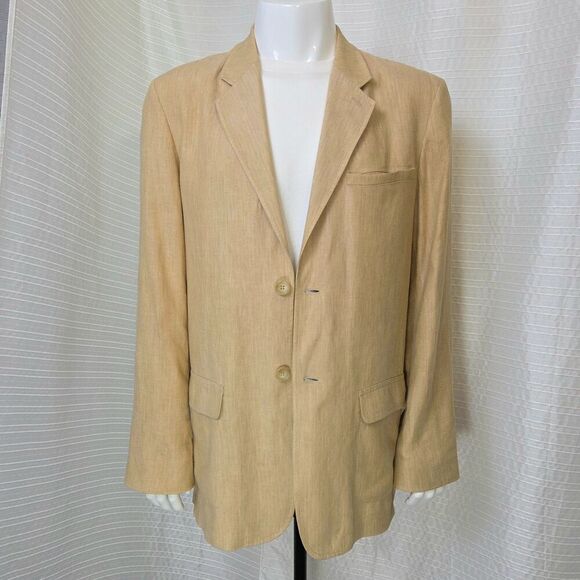 The Territory Ahead Linen Blazer Men's 42L Camel/Tan Jacket 2 Button - Picture 2 of 12